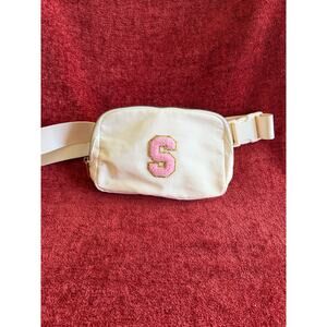 Custom Nylon Belt Bag/ Fanny Pack Ivory with “S” patch